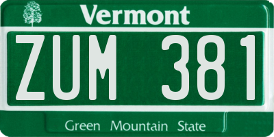 VT license plate ZUM381