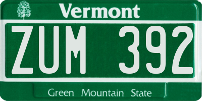 VT license plate ZUM392