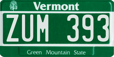 VT license plate ZUM393