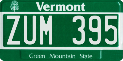 VT license plate ZUM395