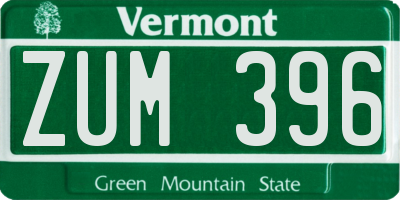 VT license plate ZUM396