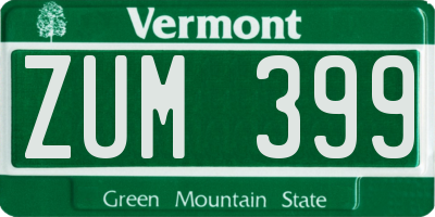 VT license plate ZUM399
