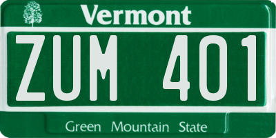 VT license plate ZUM401