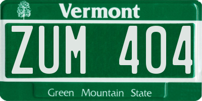 VT license plate ZUM404