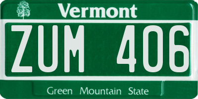 VT license plate ZUM406