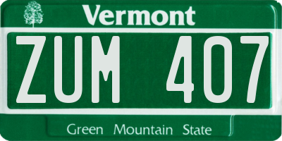 VT license plate ZUM407