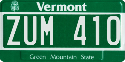 VT license plate ZUM410
