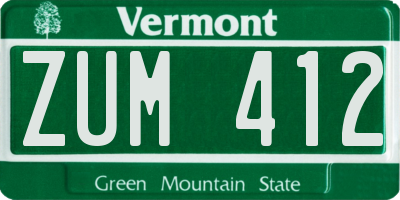 VT license plate ZUM412