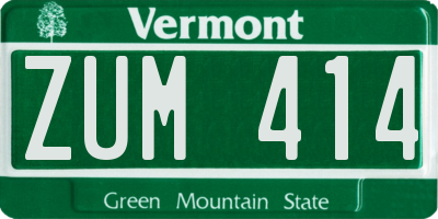 VT license plate ZUM414