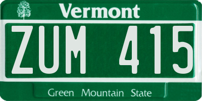 VT license plate ZUM415