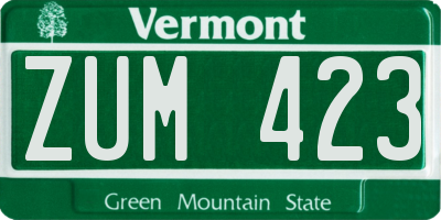 VT license plate ZUM423