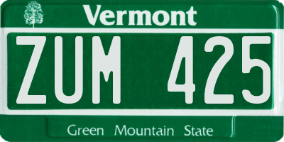VT license plate ZUM425