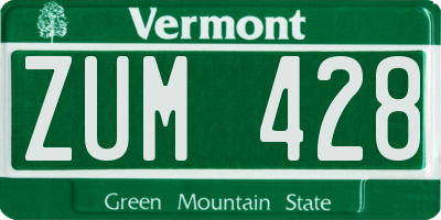VT license plate ZUM428