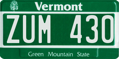 VT license plate ZUM430