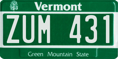 VT license plate ZUM431