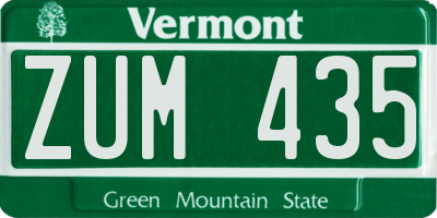 VT license plate ZUM435