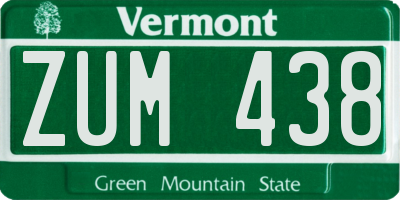 VT license plate ZUM438
