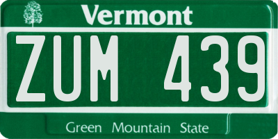 VT license plate ZUM439