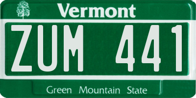 VT license plate ZUM441