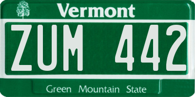 VT license plate ZUM442