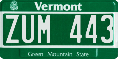VT license plate ZUM443