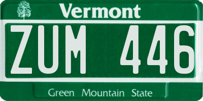 VT license plate ZUM446