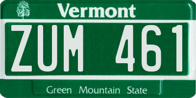 VT license plate ZUM461