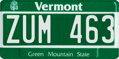 VT license plate ZUM463