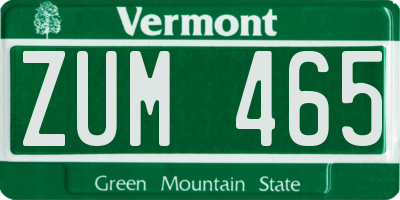 VT license plate ZUM465