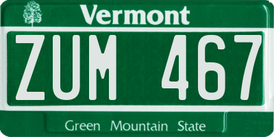 VT license plate ZUM467