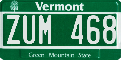 VT license plate ZUM468