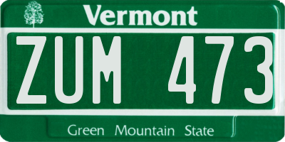 VT license plate ZUM473