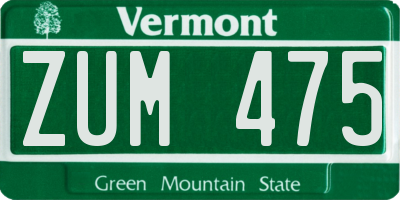 VT license plate ZUM475
