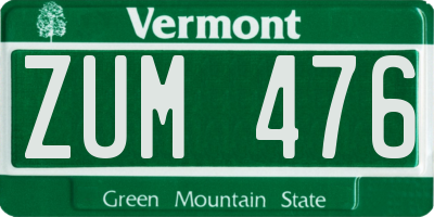 VT license plate ZUM476