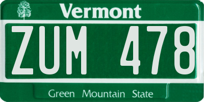VT license plate ZUM478