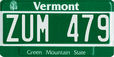 VT license plate ZUM479