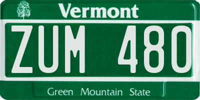 VT license plate ZUM480