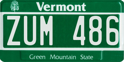 VT license plate ZUM486
