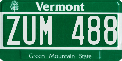 VT license plate ZUM488