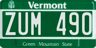 VT license plate ZUM490
