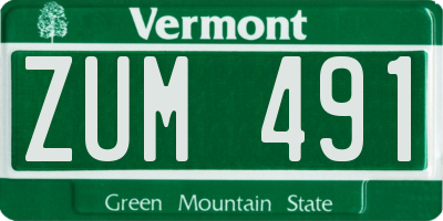 VT license plate ZUM491