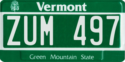 VT license plate ZUM497