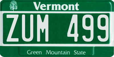 VT license plate ZUM499
