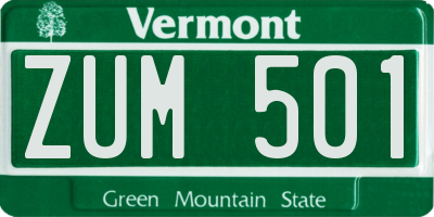 VT license plate ZUM501