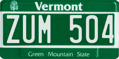 VT license plate ZUM504