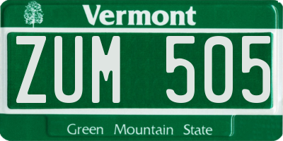 VT license plate ZUM505