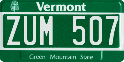 VT license plate ZUM507