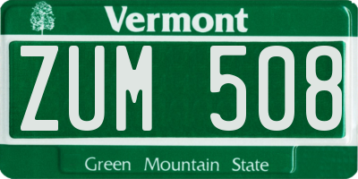 VT license plate ZUM508