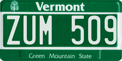 VT license plate ZUM509