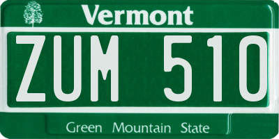 VT license plate ZUM510